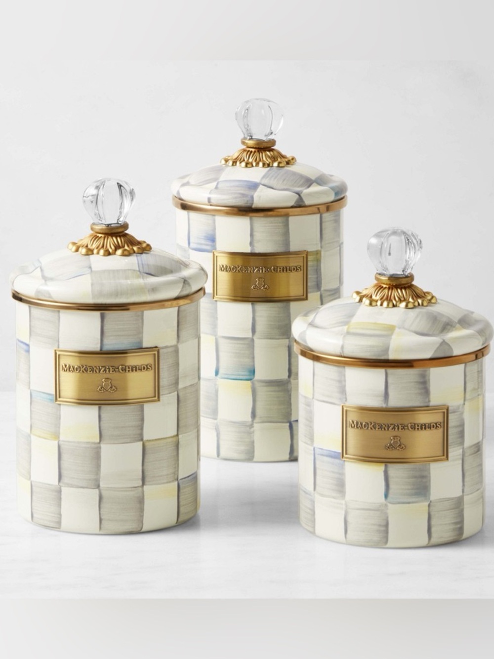 Mackenzie Childs canister set Sterling check